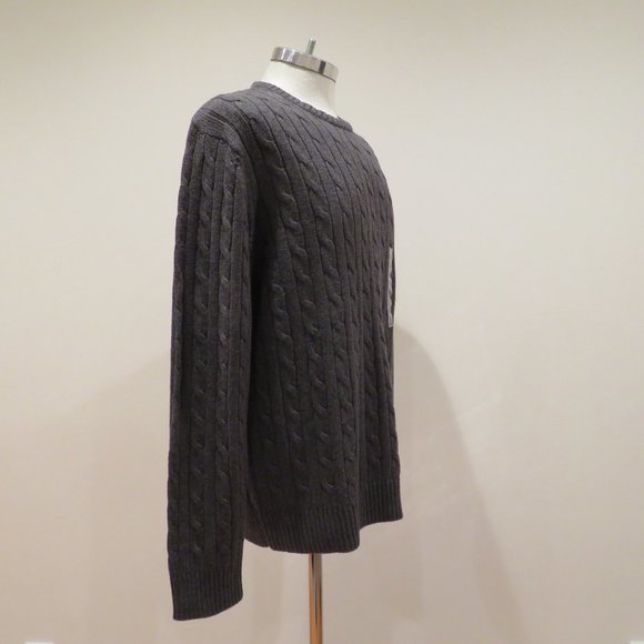 Men XL Gray Sweater Old Navy Pullover Cotton Classic Casual Crew Neck Cable Knit - Picture 6 of 16